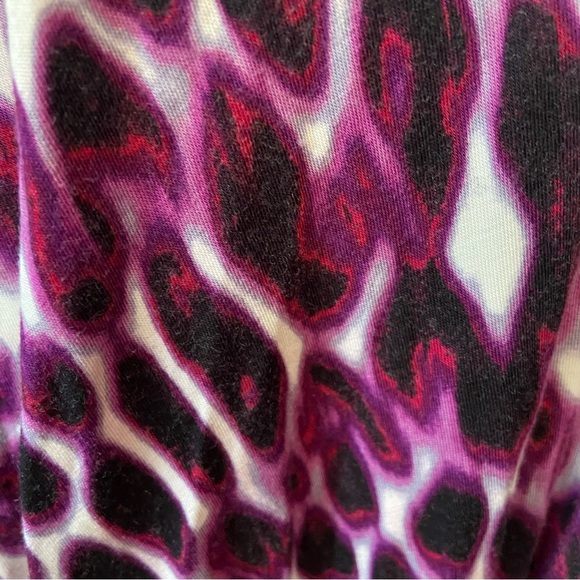 Calvin Klein Women's Mock Wrap Top Blouse Size L Purple Design Stretch Body con - Picture 8 of 10